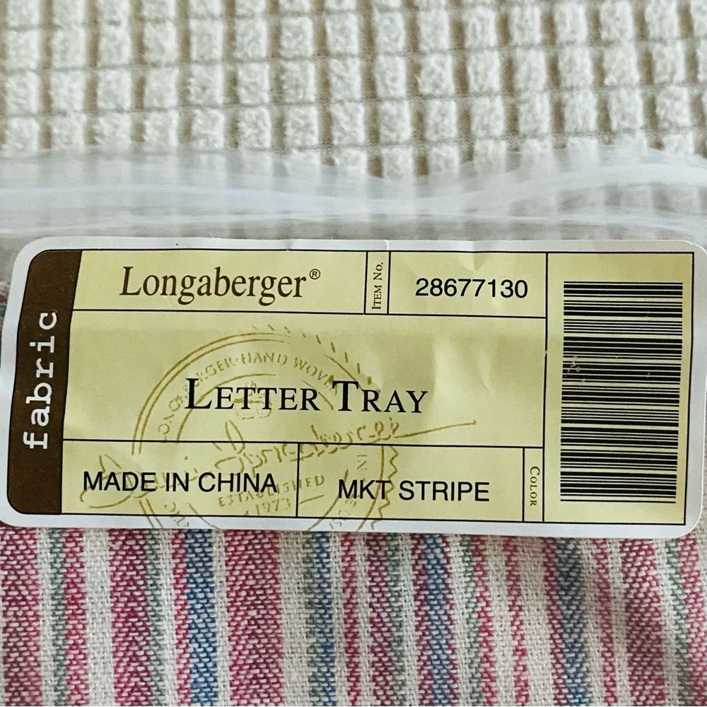 Longaberger Letter Tray Liner in Market Stripe